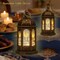 Ramadan Decorations, Ramadan Lantern Lights with Islamic Moon Star Decorations, Mini LED Hanging Lantern Decor, Eid Mubarak Decorations for Home Table Fireplace, Ramadan Eid Gifts 2 Pack